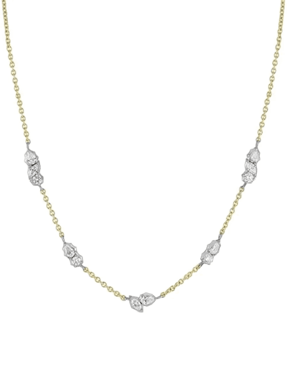 18K yellow gold and platinum Posey Two-Tone Station diamond necklace - Image 1