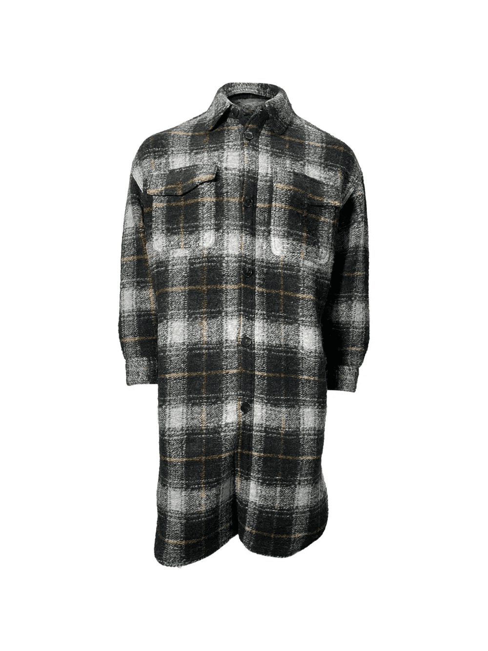 Plaid button-fastening shirt jacket - Image 1
