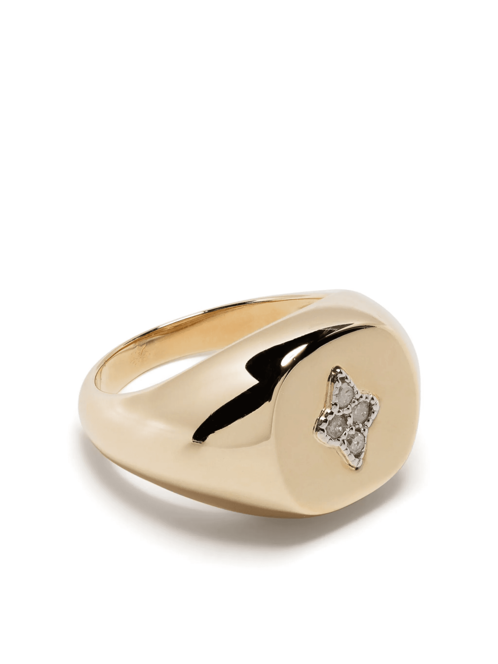 9kt yellow gold Louise diamond signet ring - Image 1