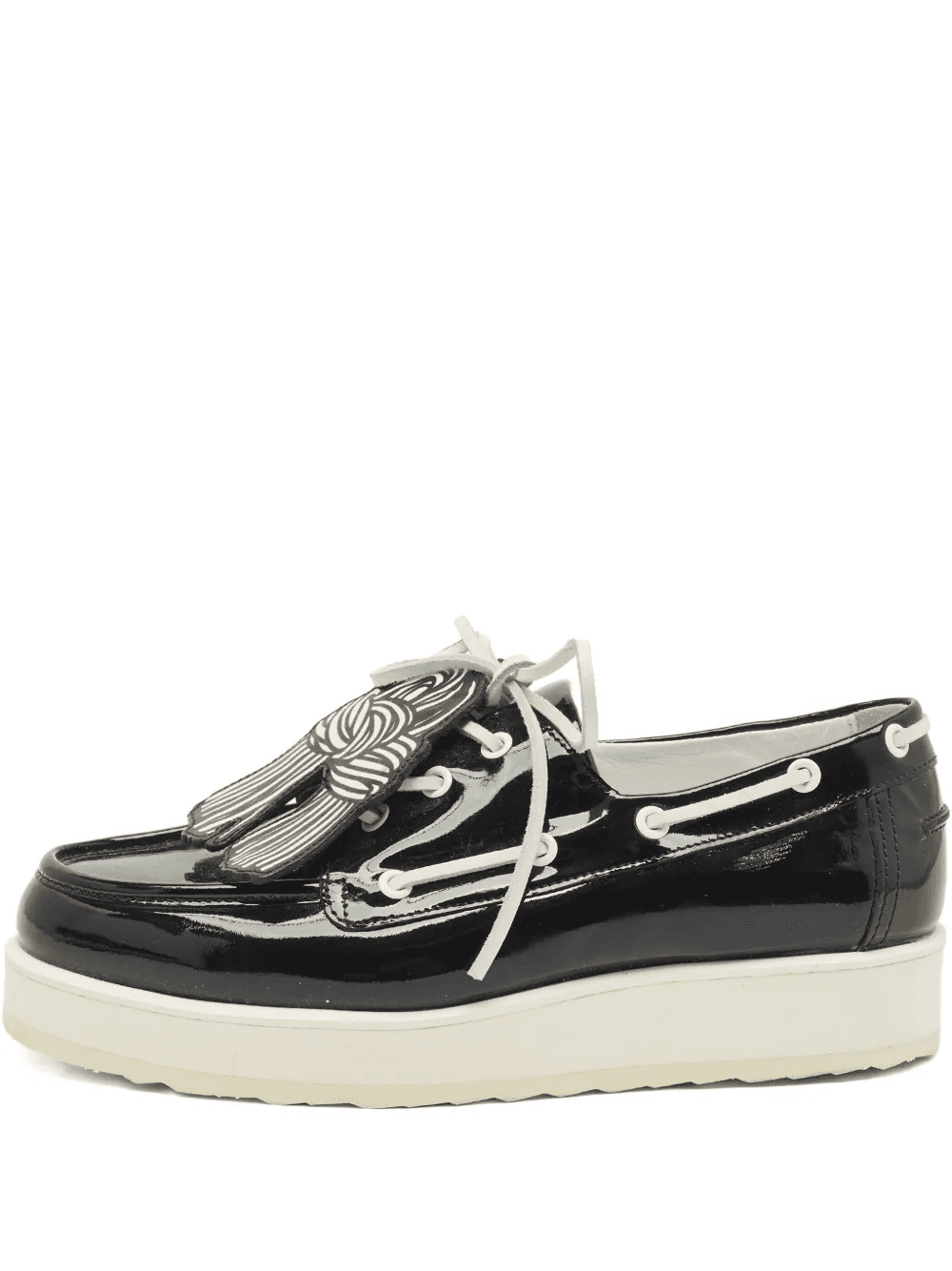 pre-owned patent-leather knot-detail loafers - Image 1