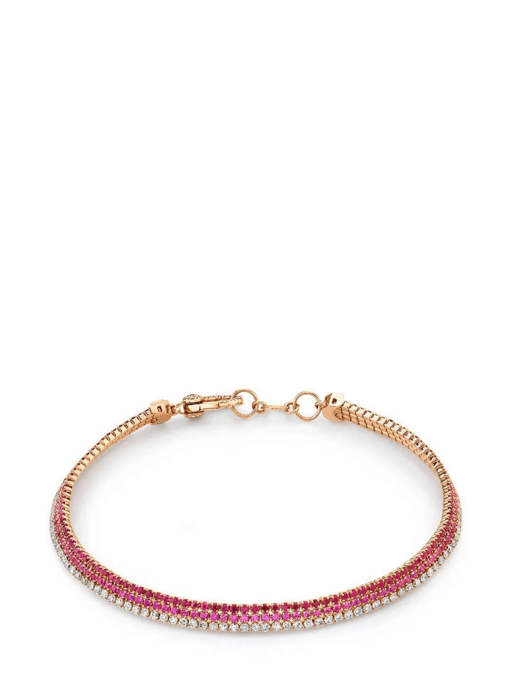 18kt rose gold triple stack multi-stone bracelet - Image 1