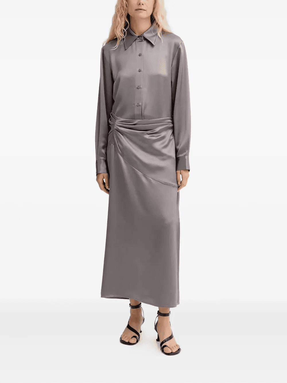 ruched shirt maxi dress - Image 1
