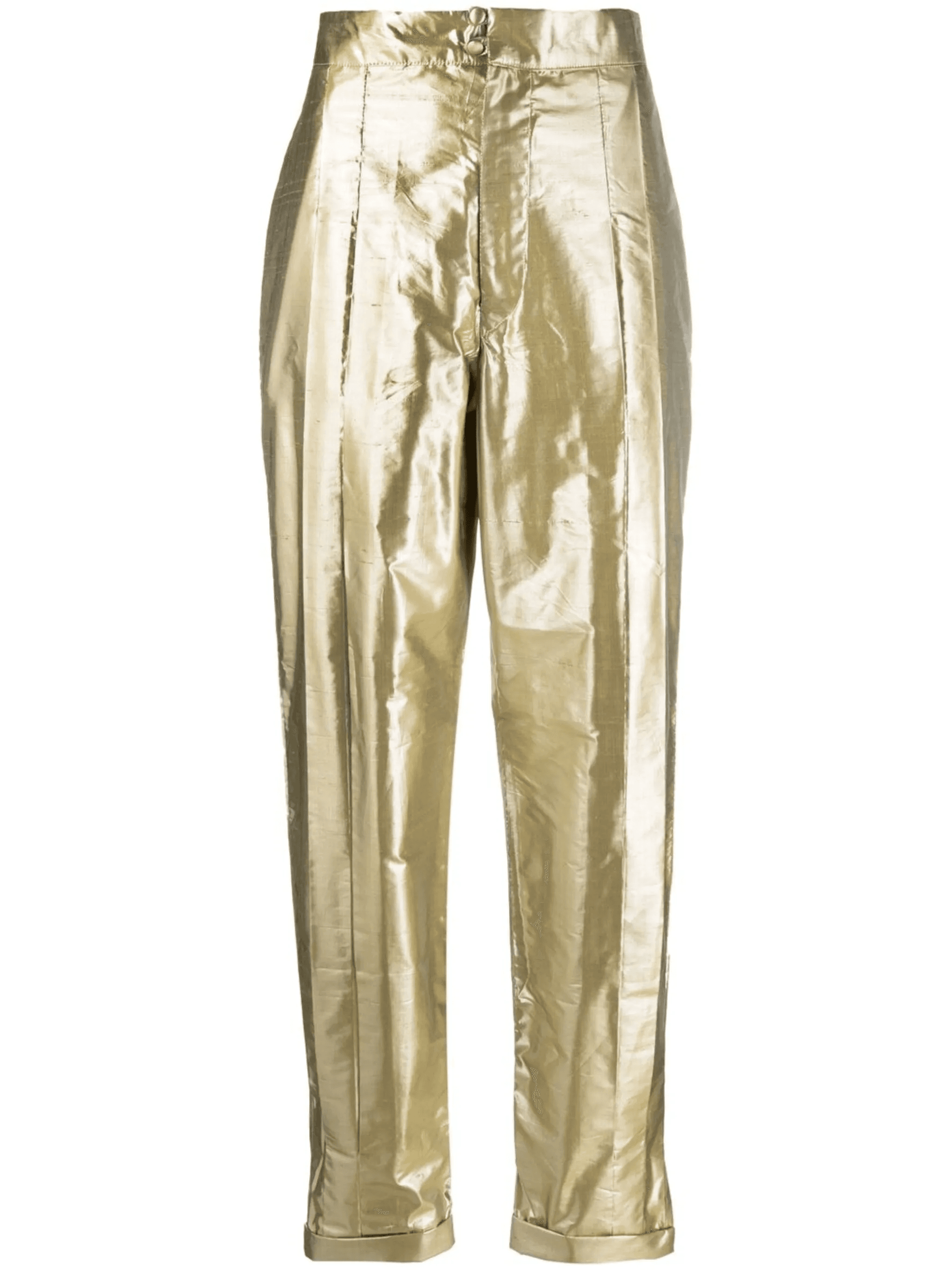 metallic-effect silk trousers - Image 1