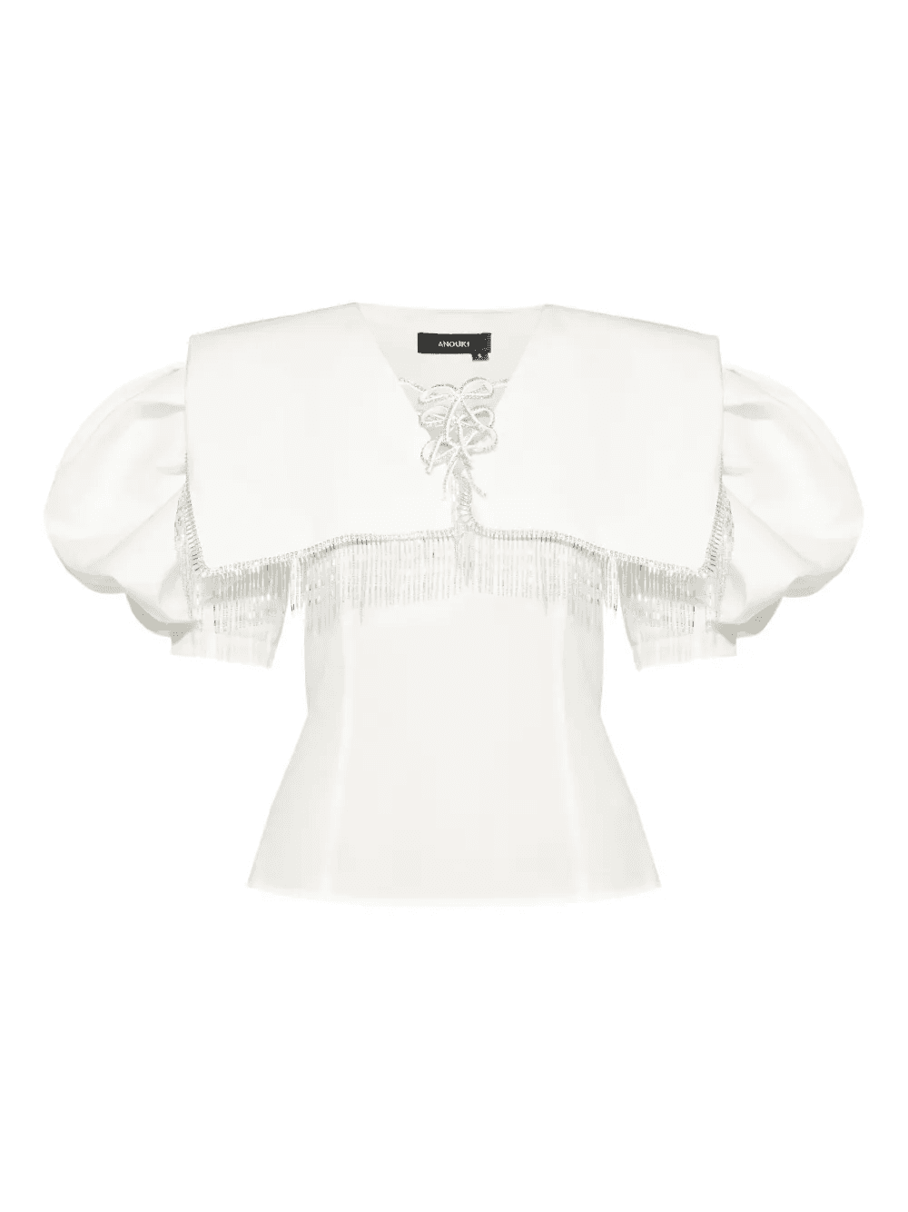 crystal-embellished puff-sleeve blouse - Image 1