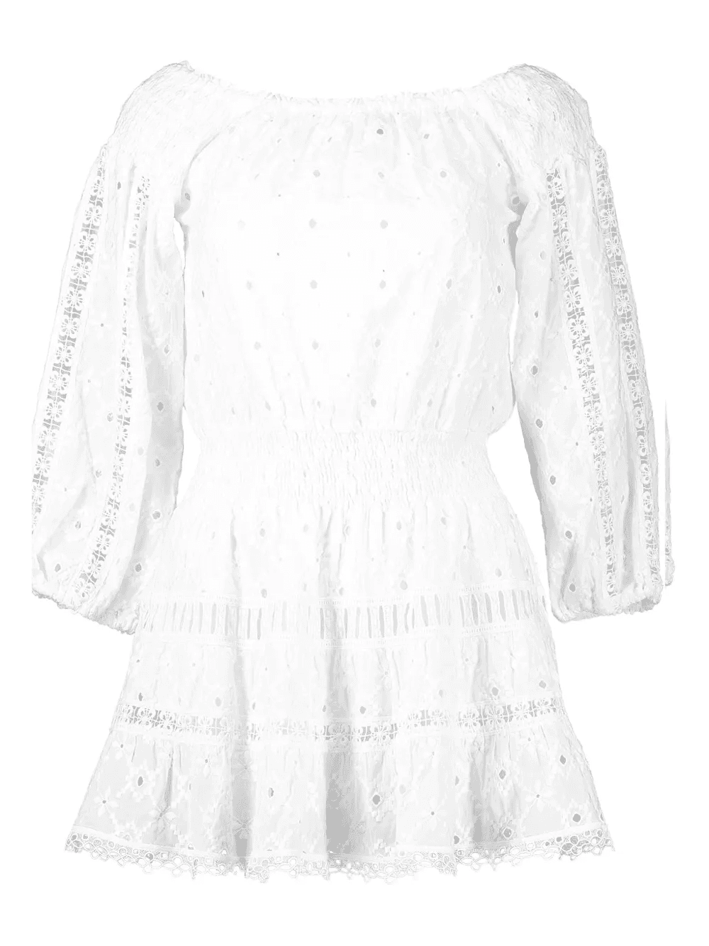 Platani eyelet embroidered smock mini dress - Image 1