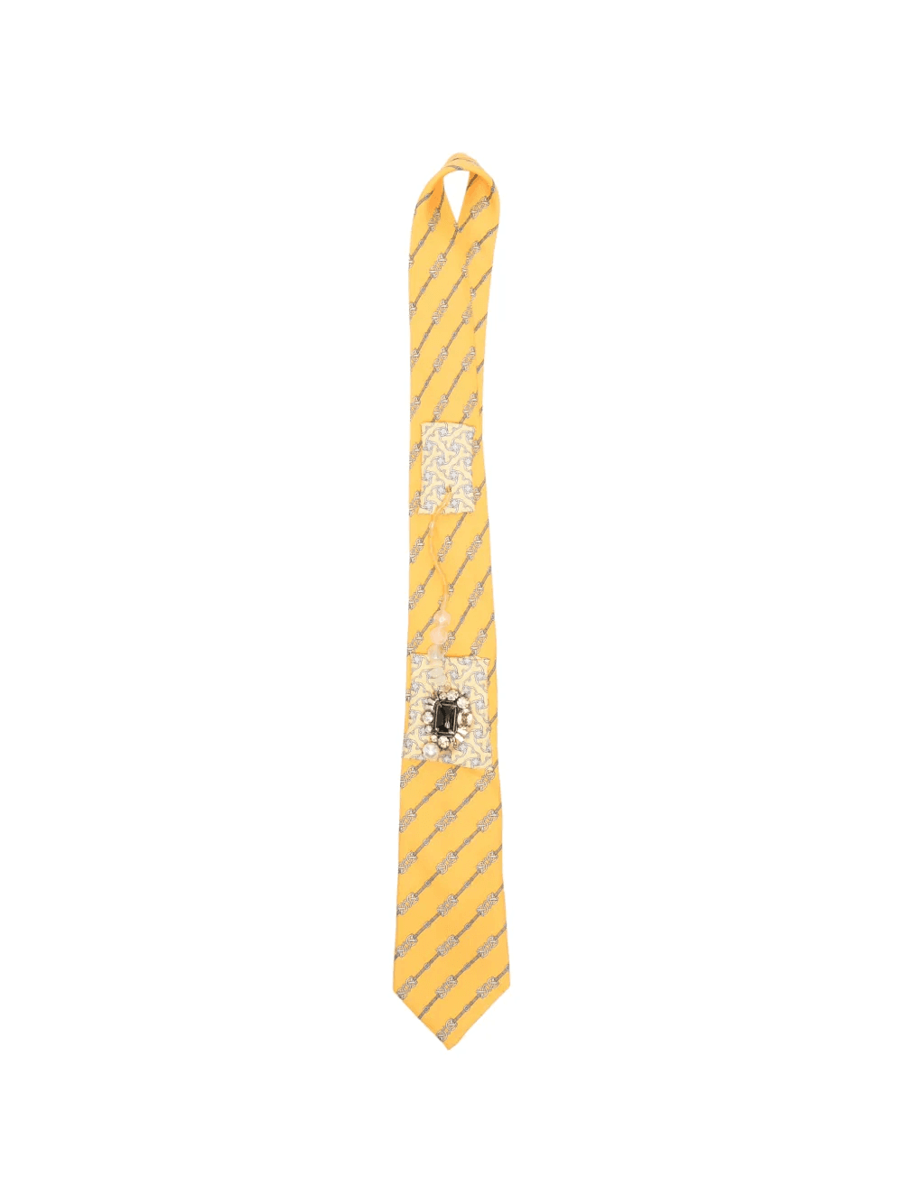x Stefania Bertoni customised Hermés embellished chain-print tie - Image 1