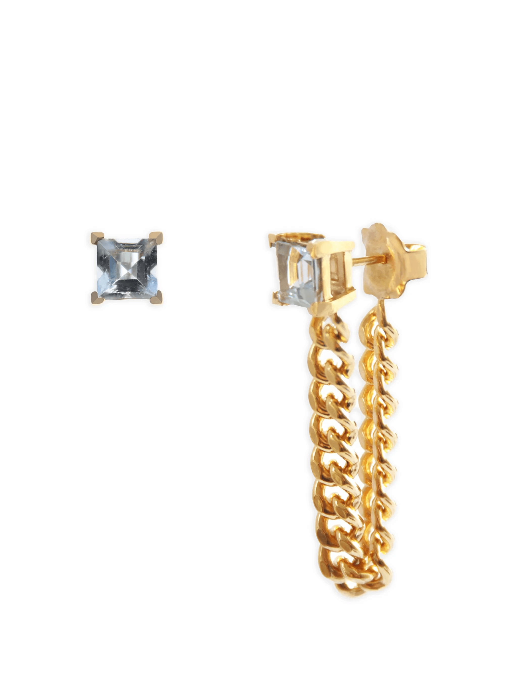 aquamarine square drop earrings - Image 1