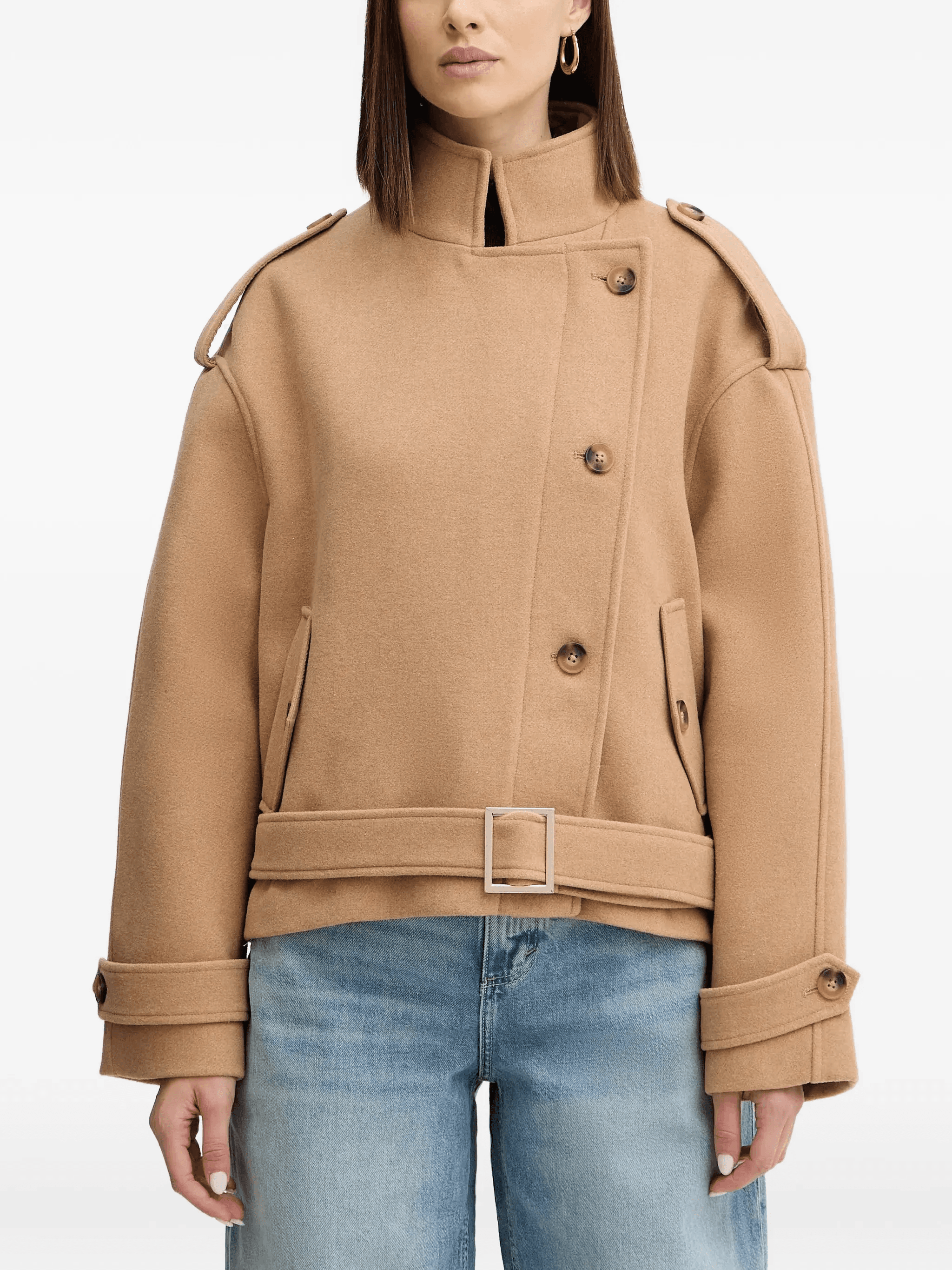 belted button coat - Image 1