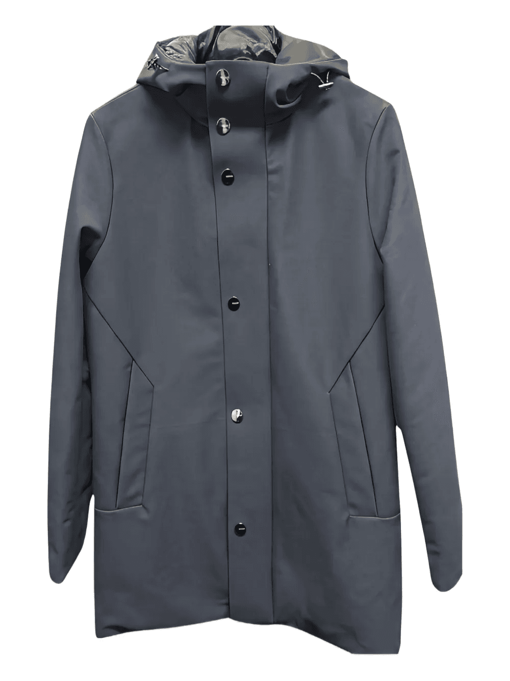 button-fastening hooded coat - Image 1