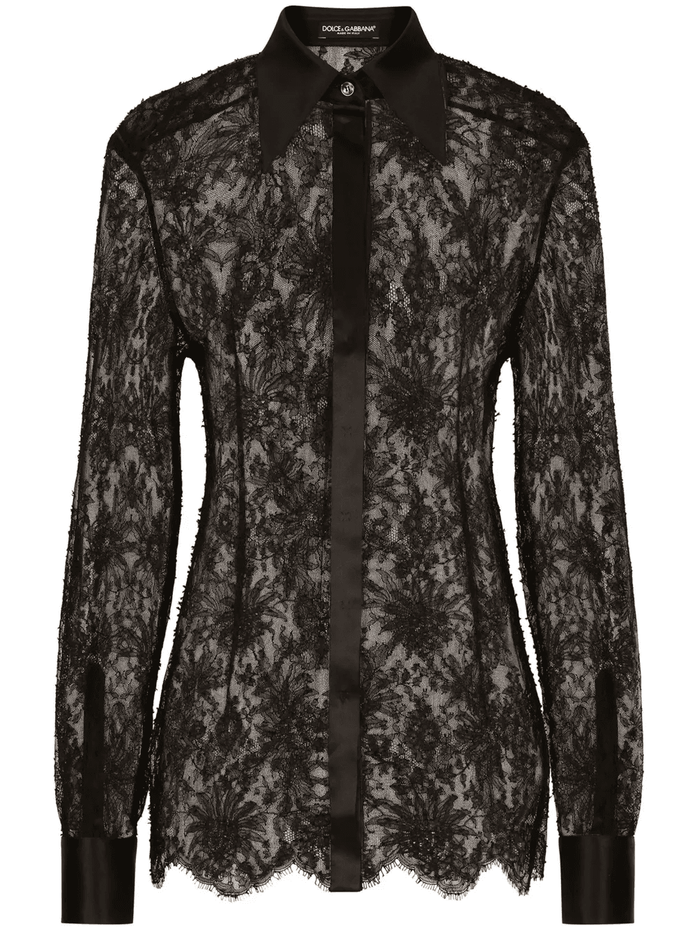 semi-sheer floral-lace shirt - Image 1