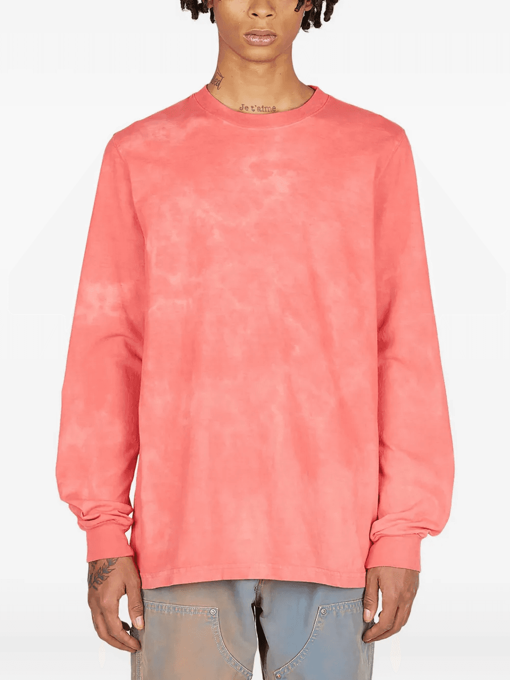 washed long-sleeve crew neck T-shirt - Image 1