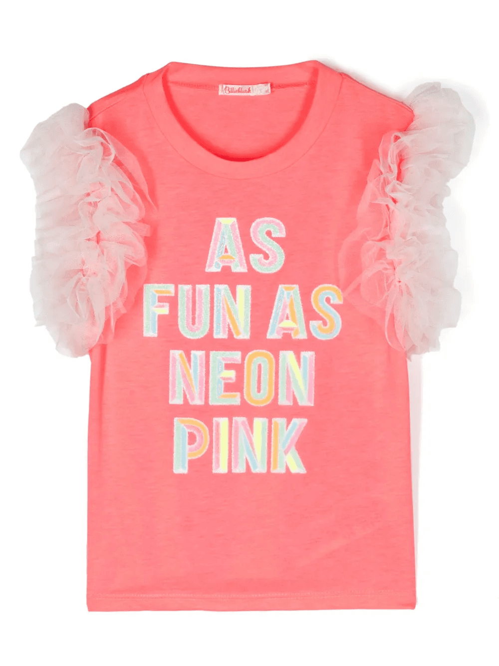 slogan-appliqué ruffled T-shirt - Image 1
