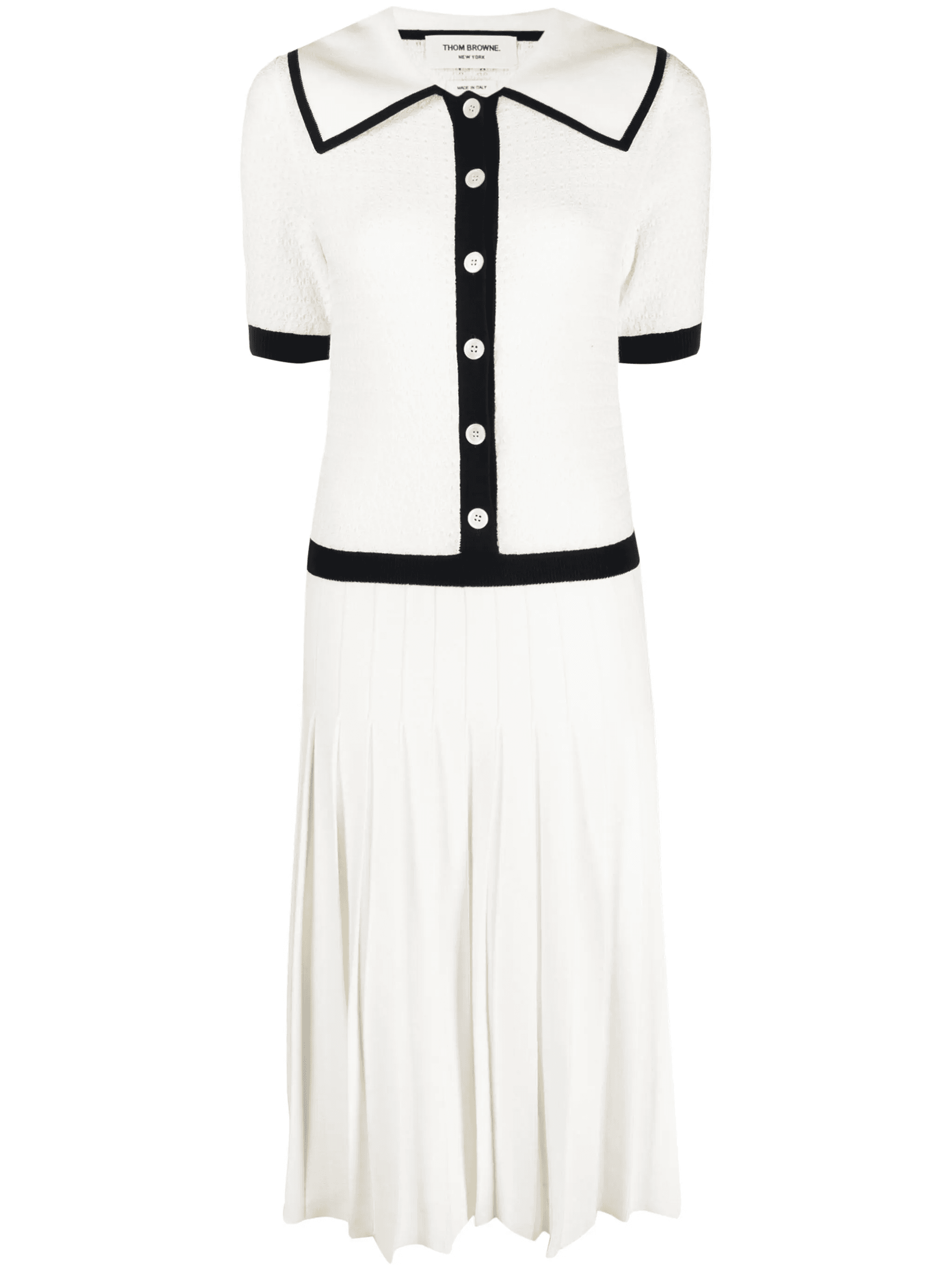 pointelle-knit pleated midi dress - Image 1