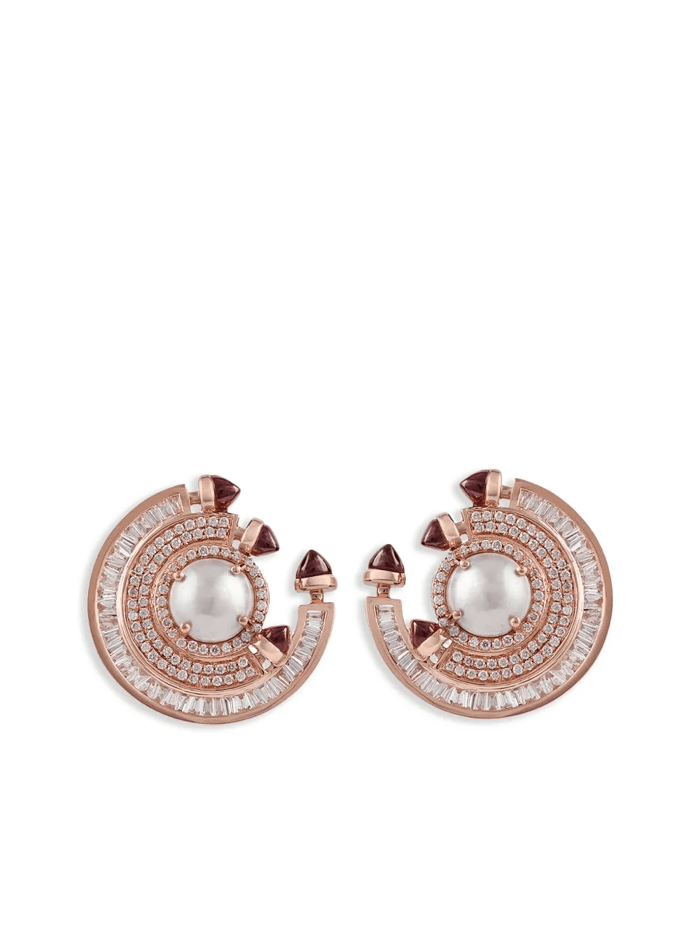 18K rose gold Chakra ruby and diamonds earrings - Image 1