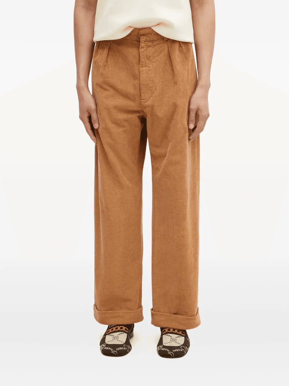 cuffed-hem corduroy trousers - Image 1