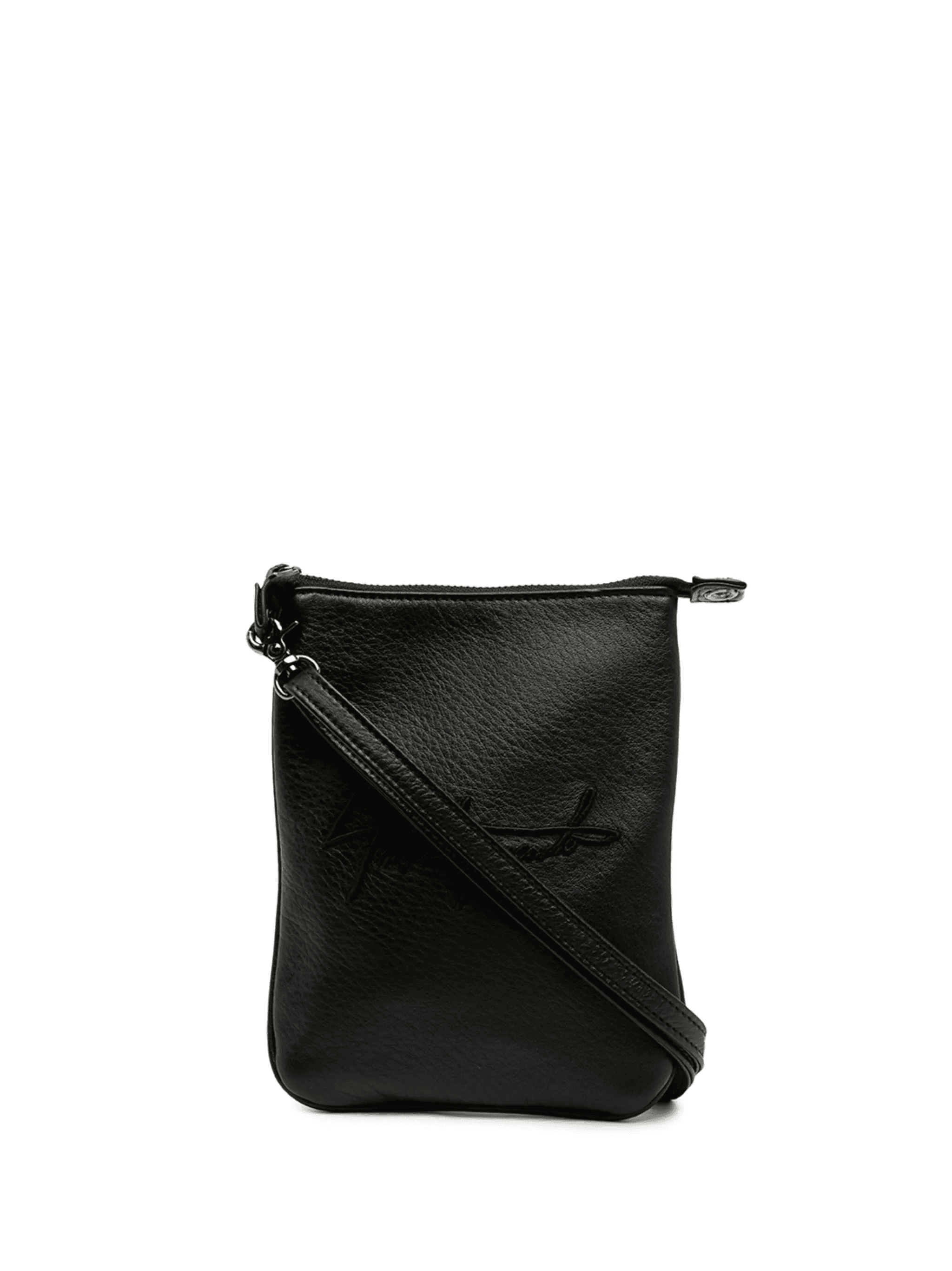 logo-embroidered leather shoulder bag - Image 1