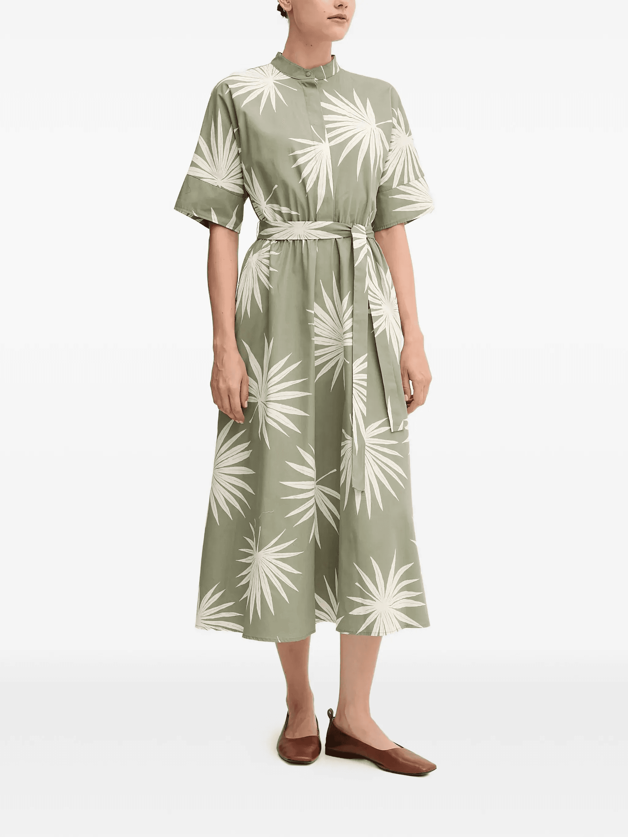 buttoned print midi dress - Image 1