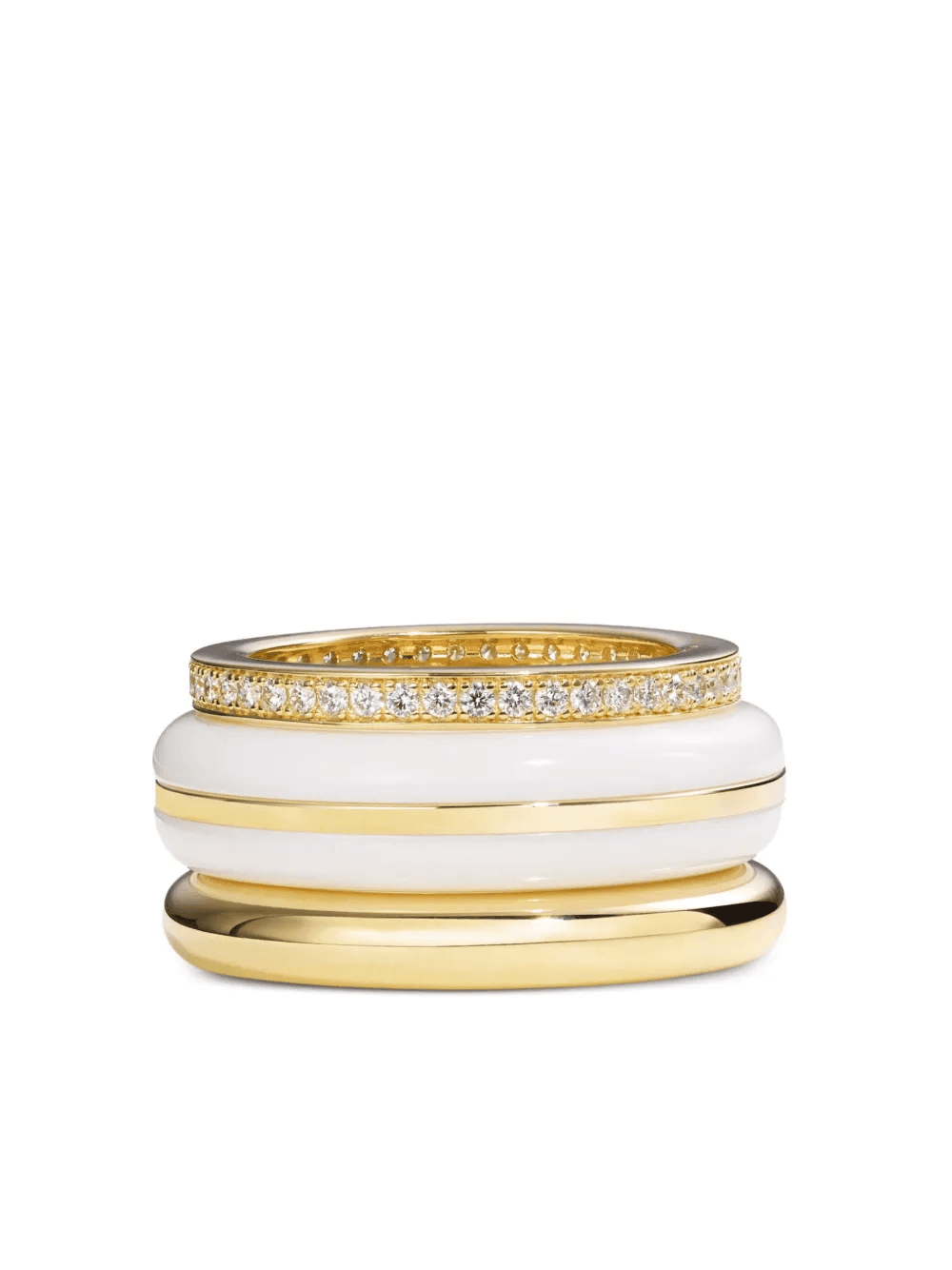 14K gold diamond and agate stacking rings - Image 1