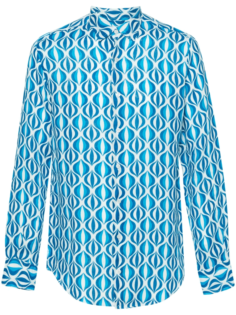 geometric-print linen shirt - Image 1