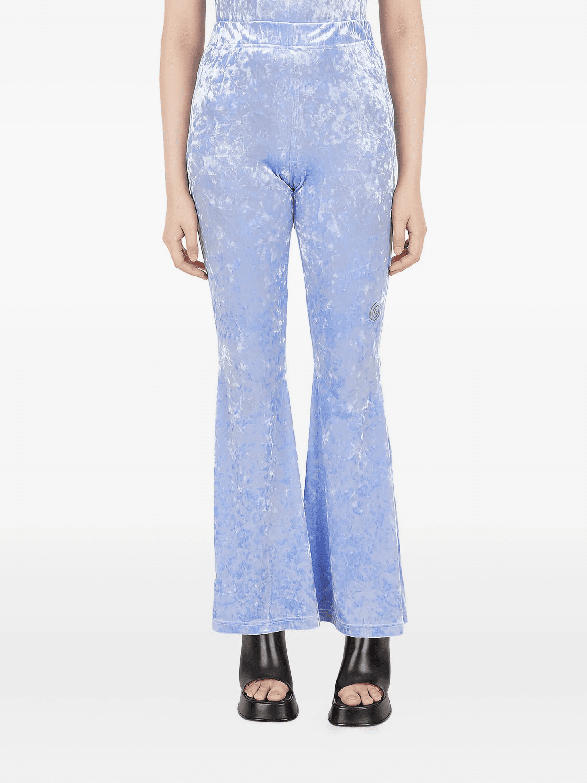 crushed-velvet flared trousers - Image 1