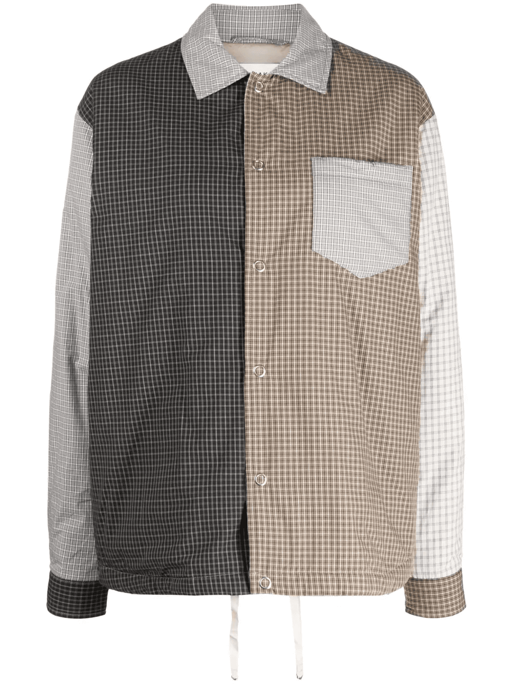 plaid-check colour-block cotton shirt - Image 1
