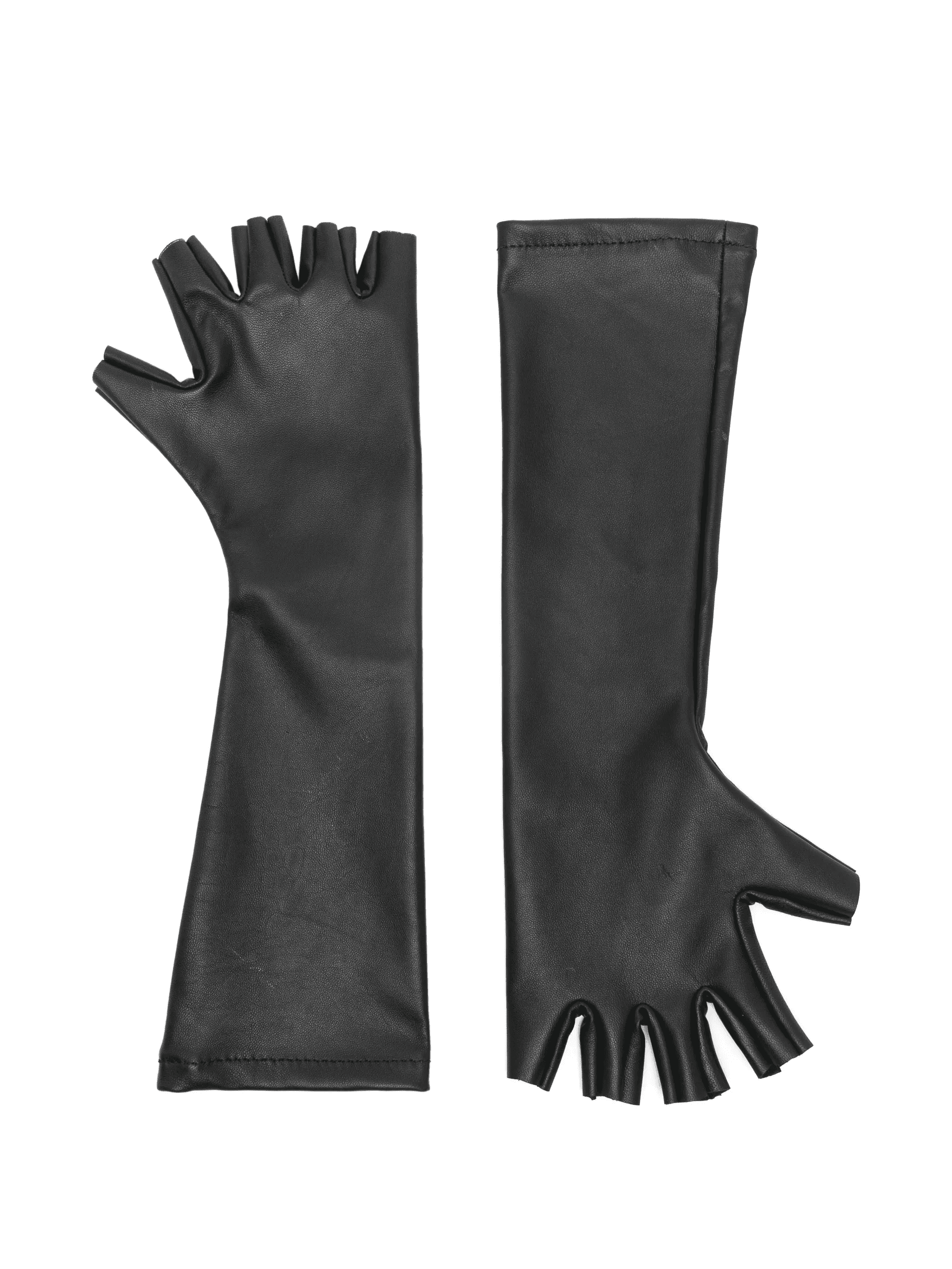 fingerless leather midi gloves - Image 1