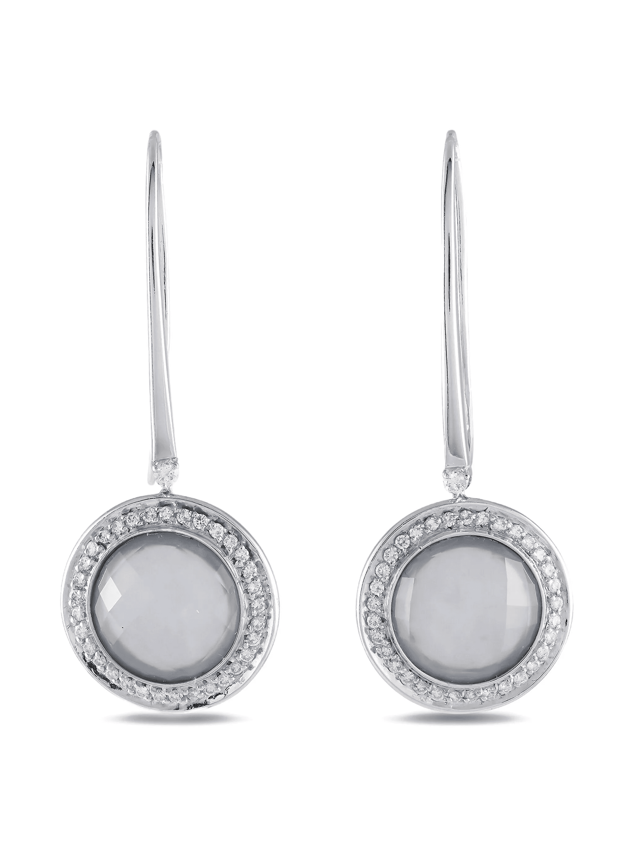 18kt white gold chalcedony drop earrings - Image 1