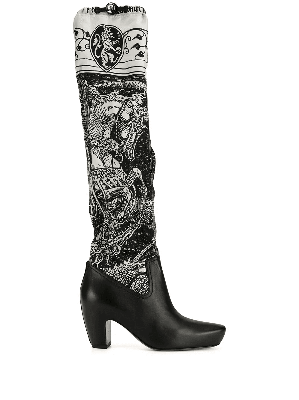 Saint George and the Dragon print knee-high boots - Image 1