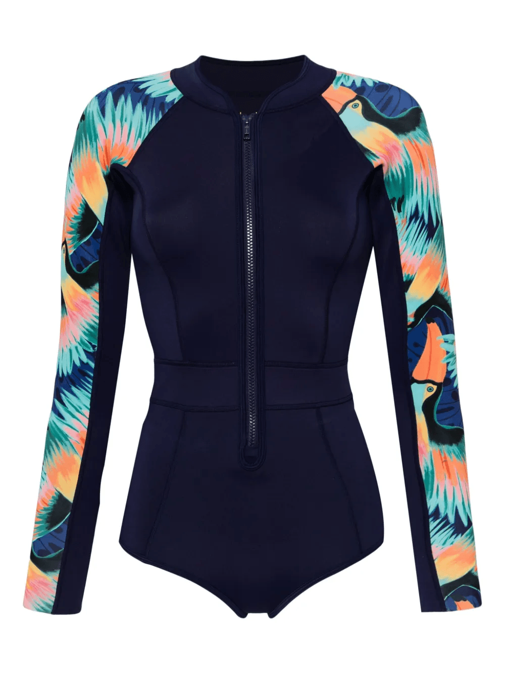 tropical-print long-sleeved swimsuit - Image 1