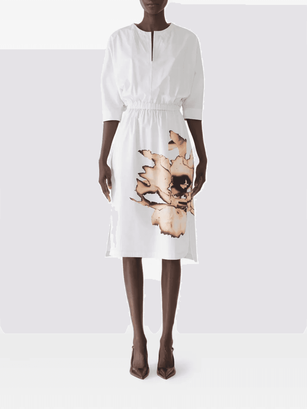 floral-print elasticated-waist midi dress - Image 1