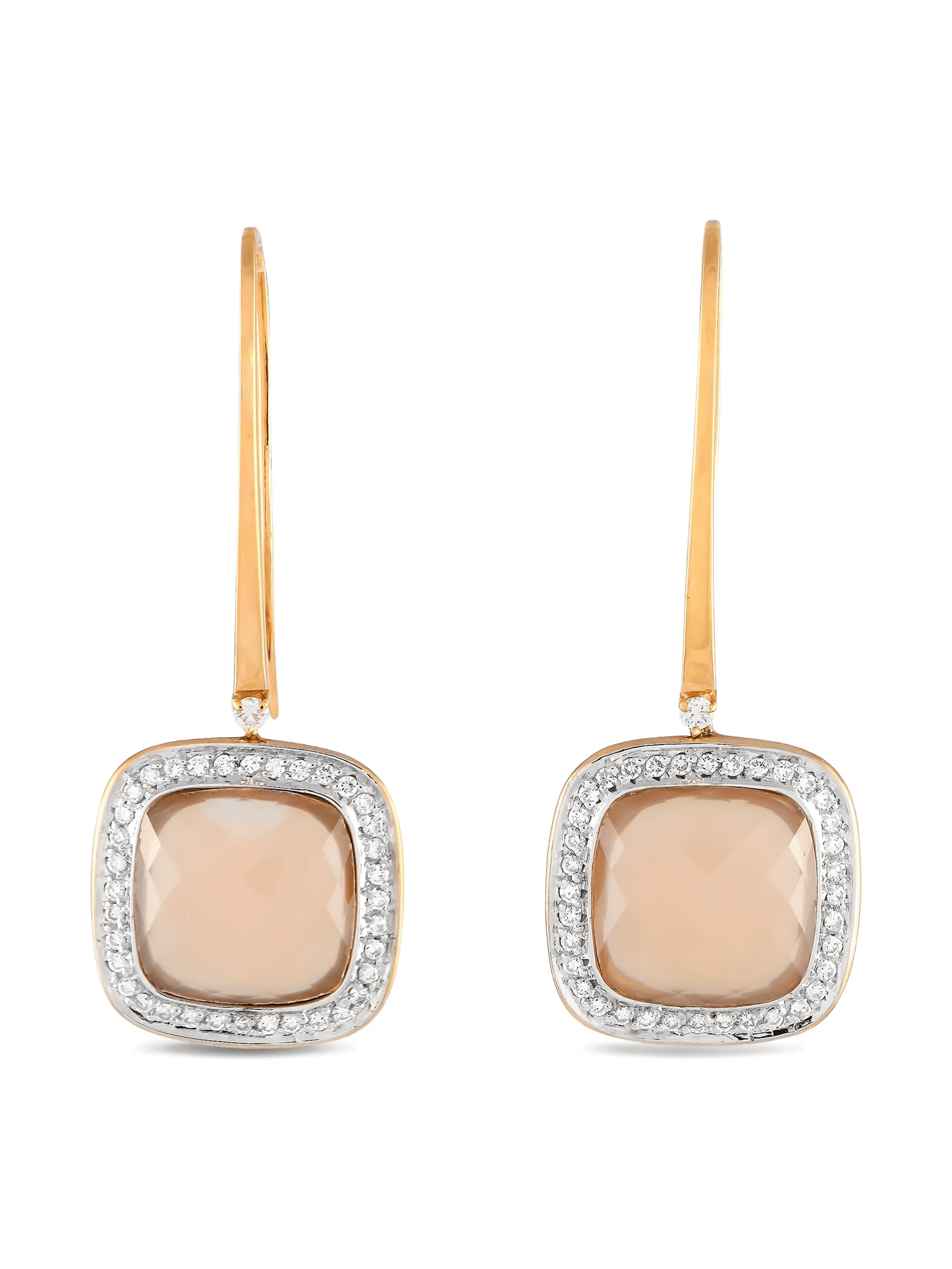 18K yellow gold diamond and chalcedony earrings - Image 1
