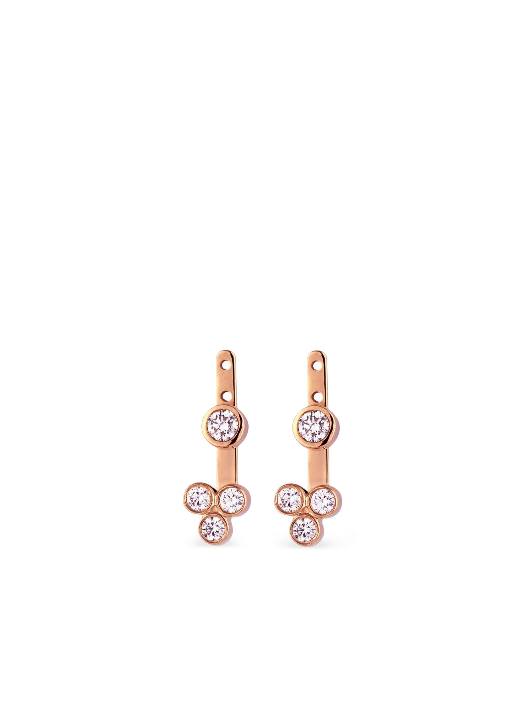 14kt rose gold Trinity diamond earrings - Image 1
