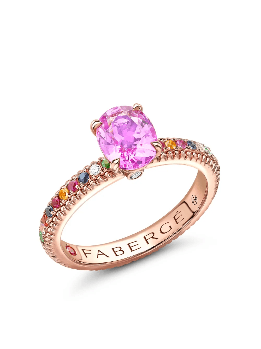 18kt rose gold Colours of Love pink sapphire fluted ring - Image 1