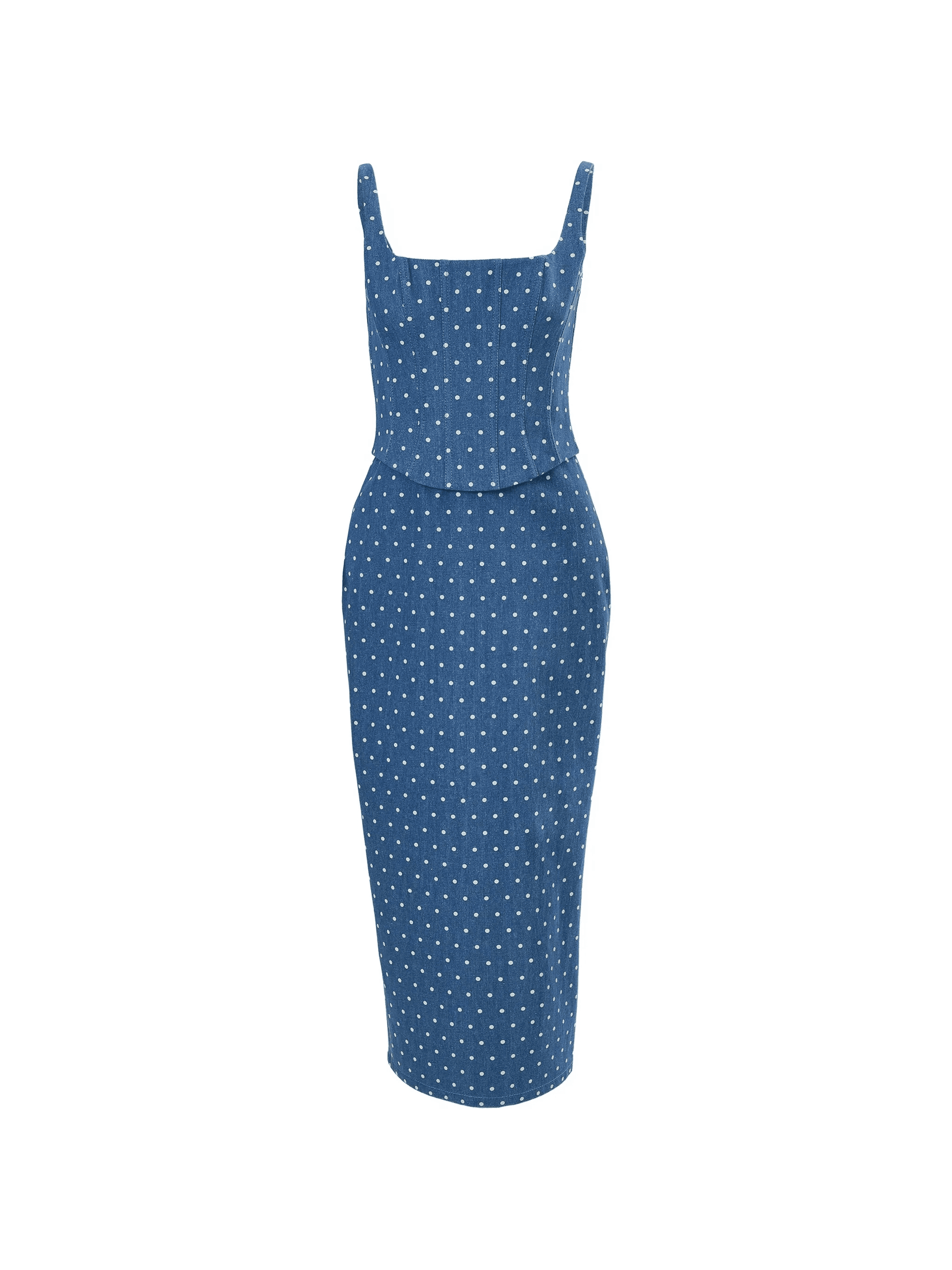 polka-dot corseted pencil dress - Image 1