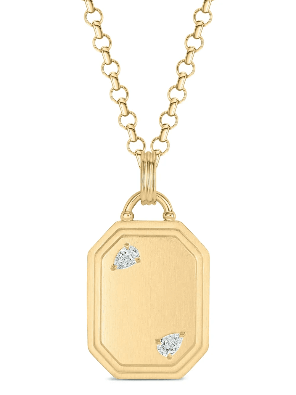 18K yellow gold dog tag diamond necklace - Image 1