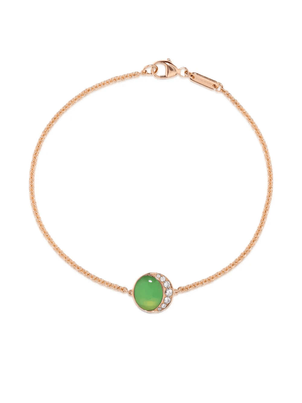 18K rose gold Fortuna chrysoprase and diamond bracelet - Image 1