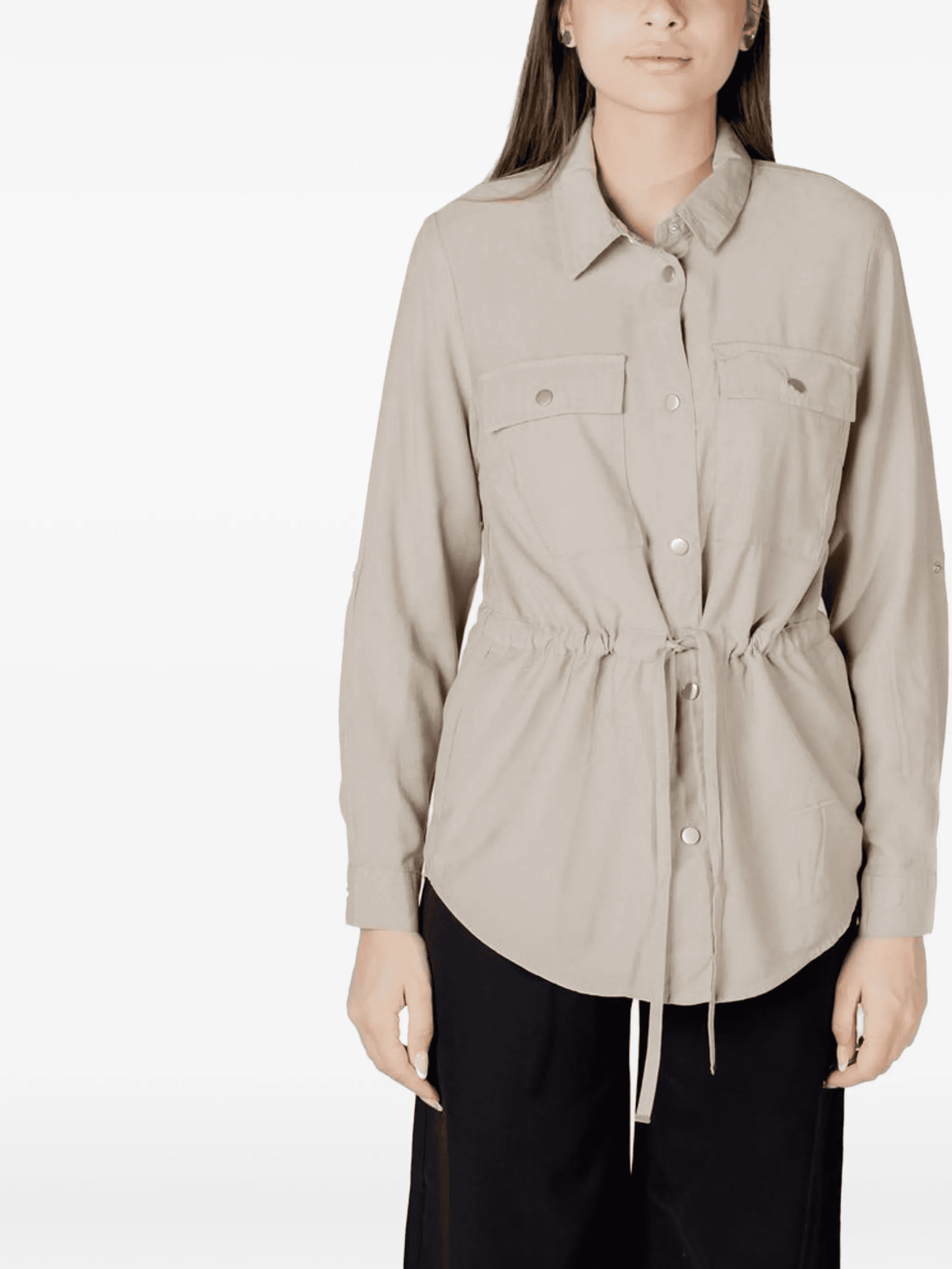drawstring-waist button-front shirt - Image 1