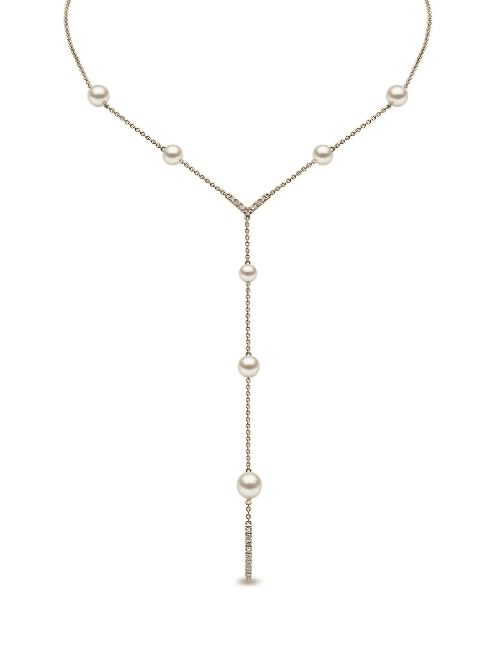 18kt yellow gold Trend freshwater pearl and diamond necklace - Image 1