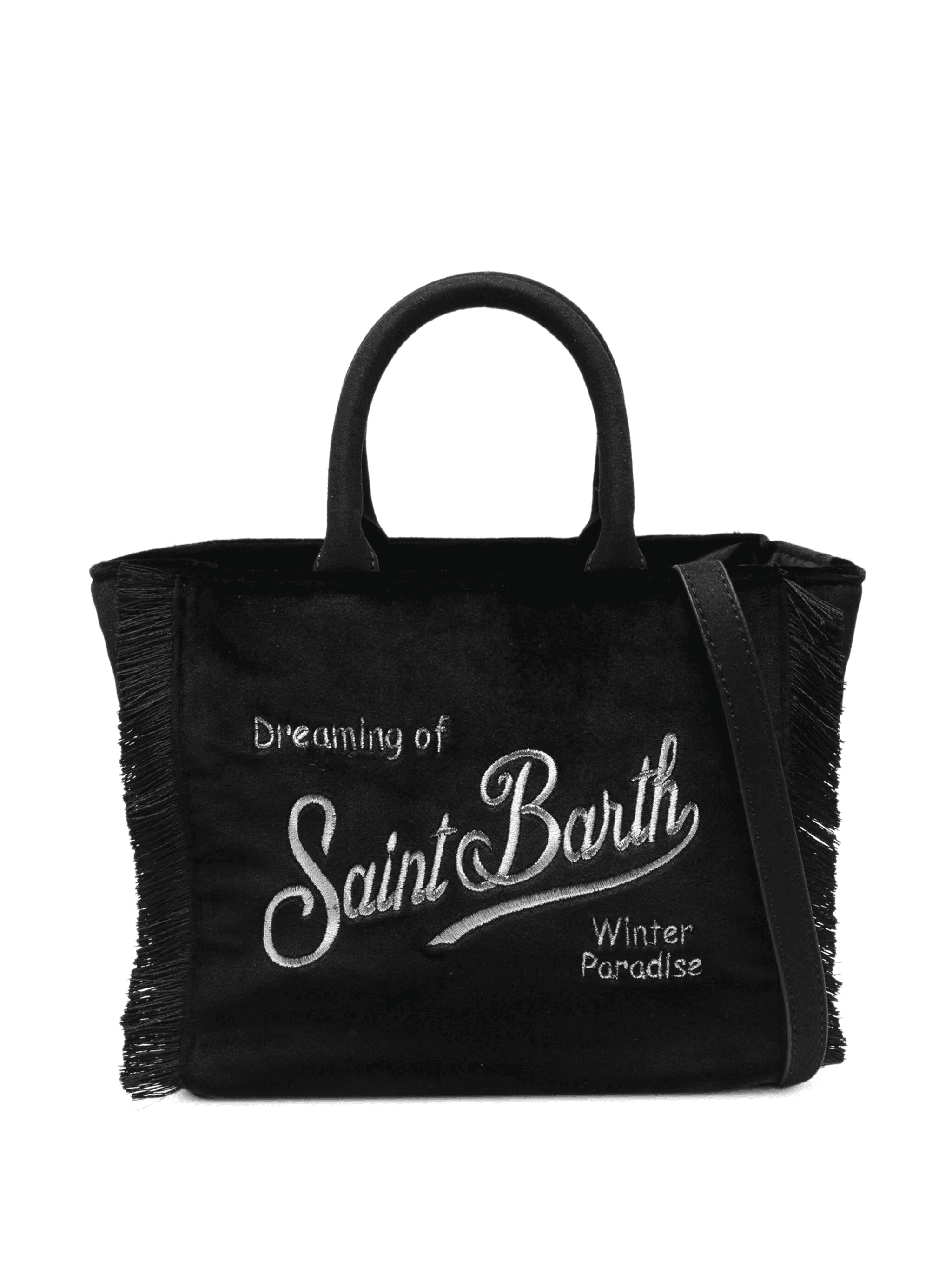 fringe-trim logo-embroidered tote bag - Image 1