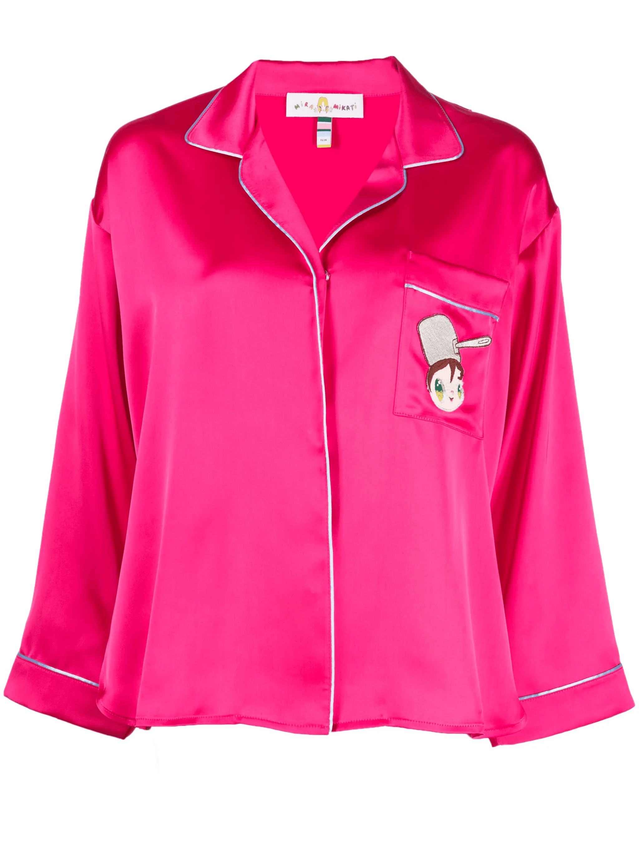 embroidered-doll buttoned pyjama top - Image 1