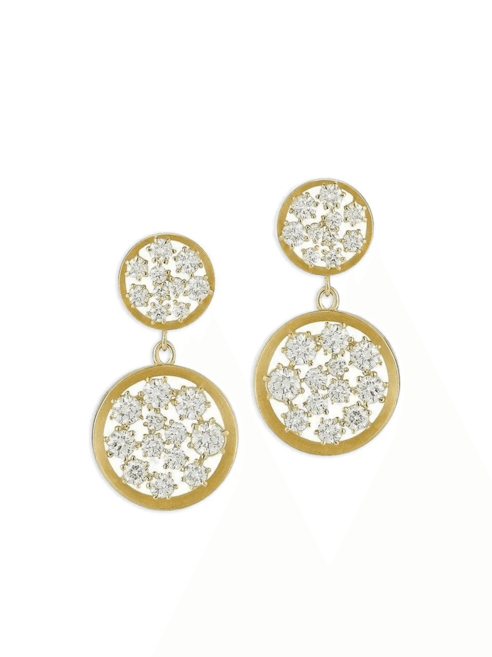 18K yellow gold diamond drop earrings - Image 1