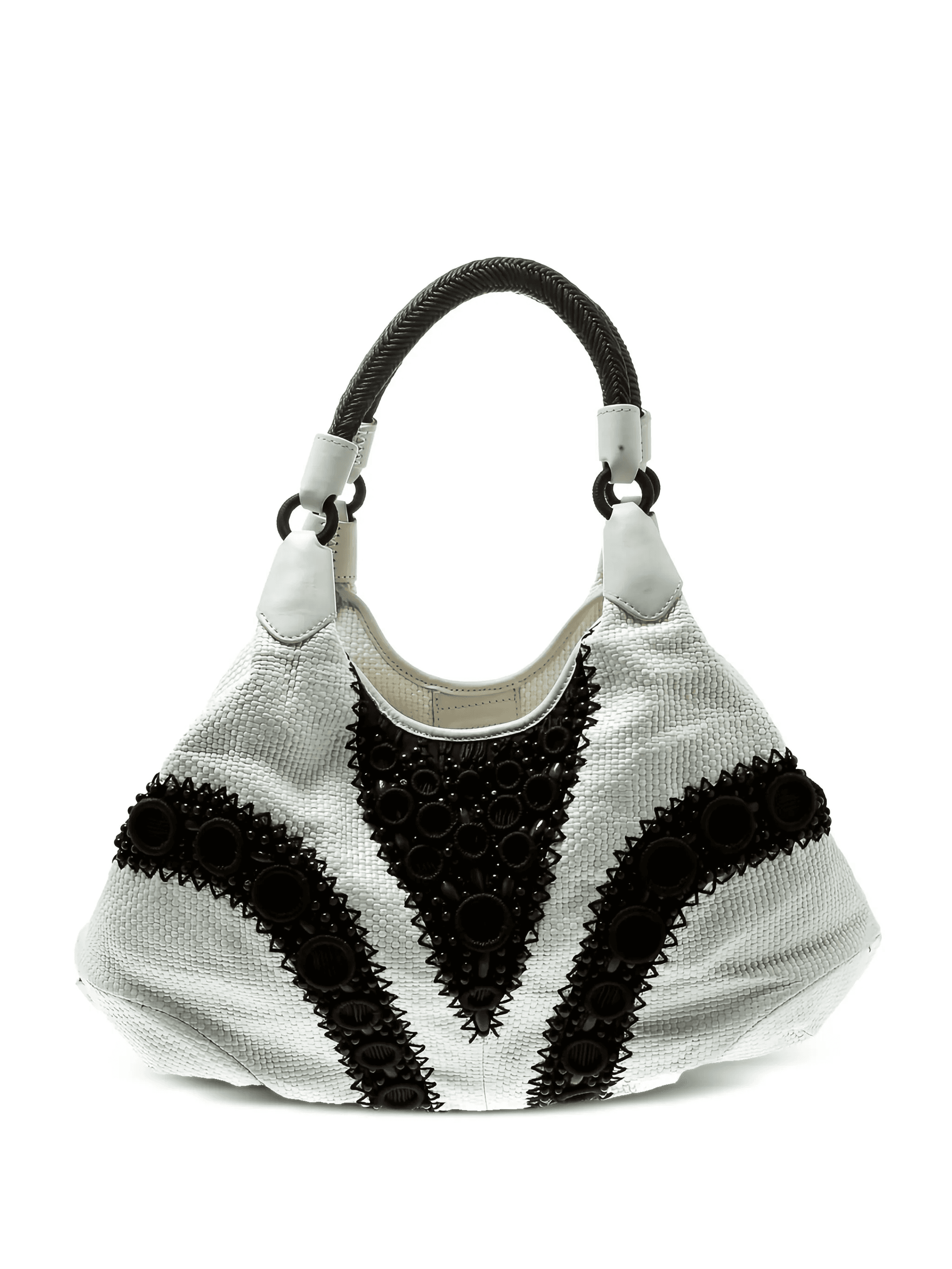 woven leather bead tote bag - Image 1