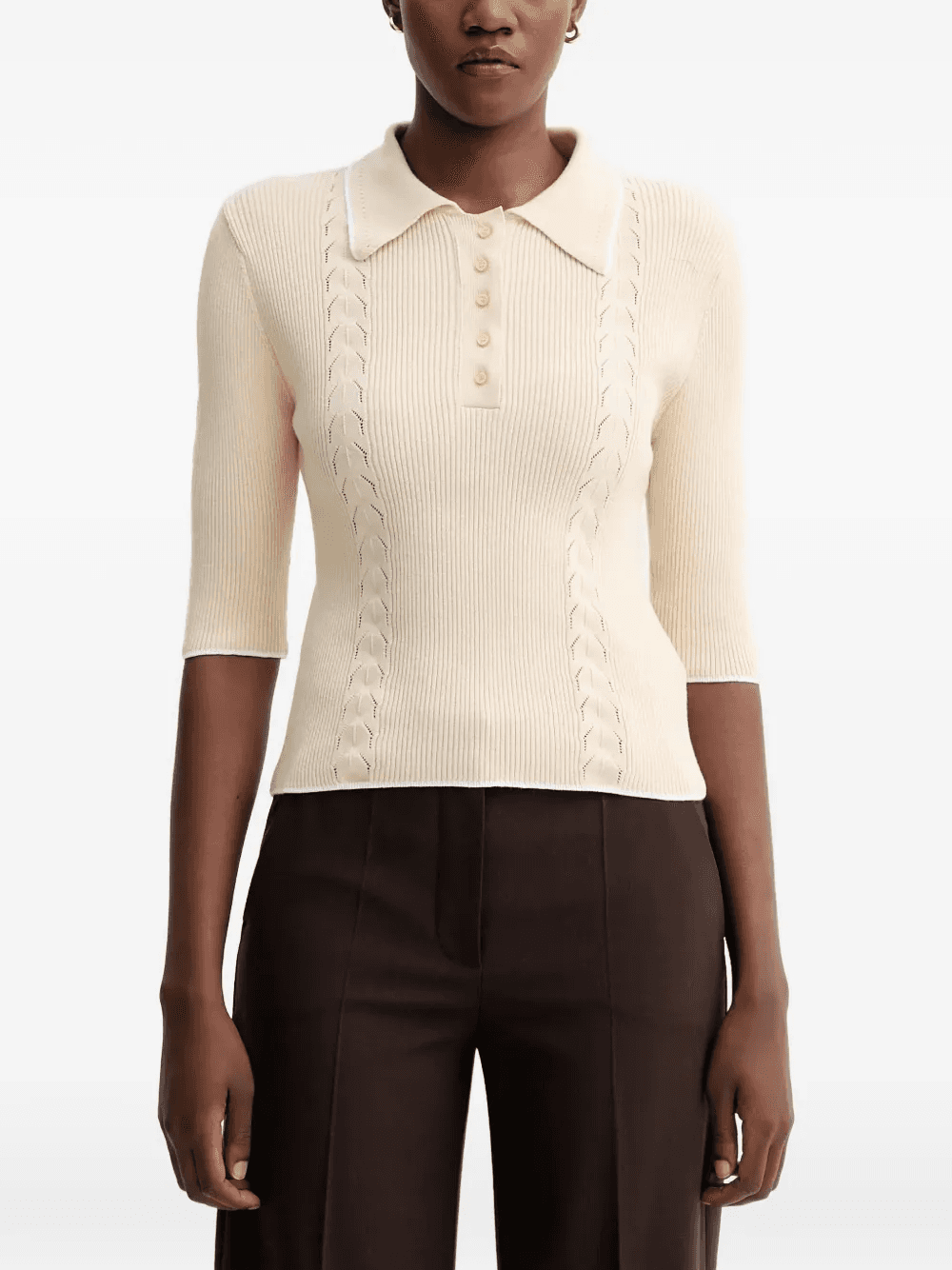 cable-knit polo shirt - Image 1
