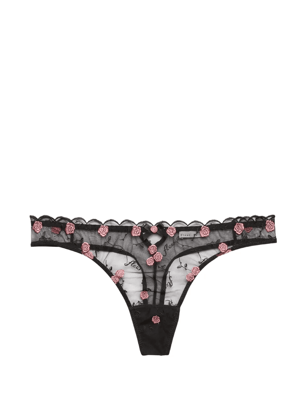 rose-embroidery mesh thong - Image 1