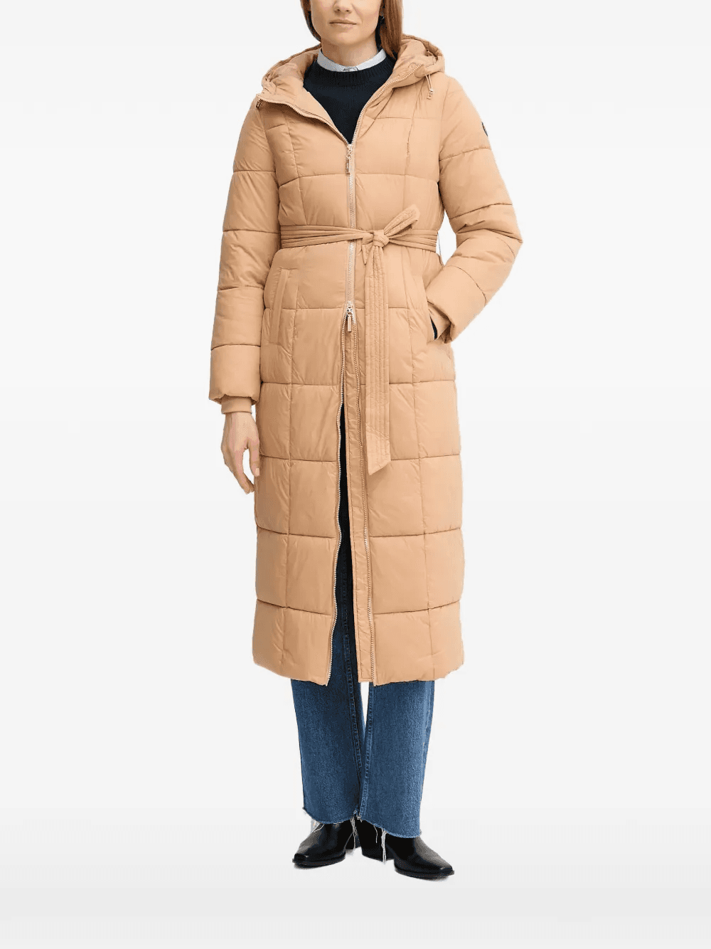 hooded belt coat - Image 1