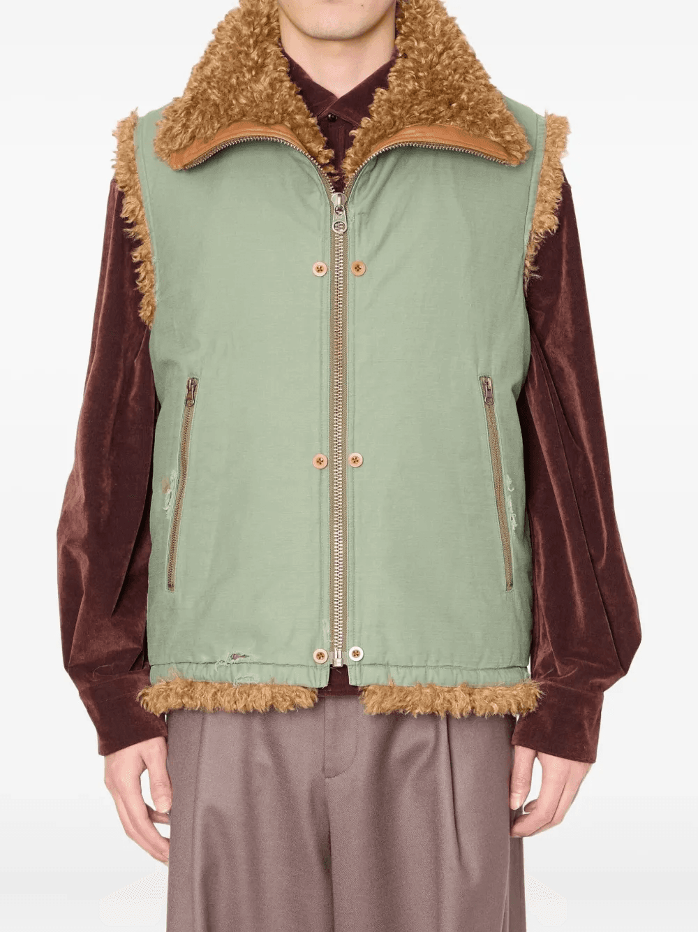 dragon-embroidered shearling gilet - Image 1