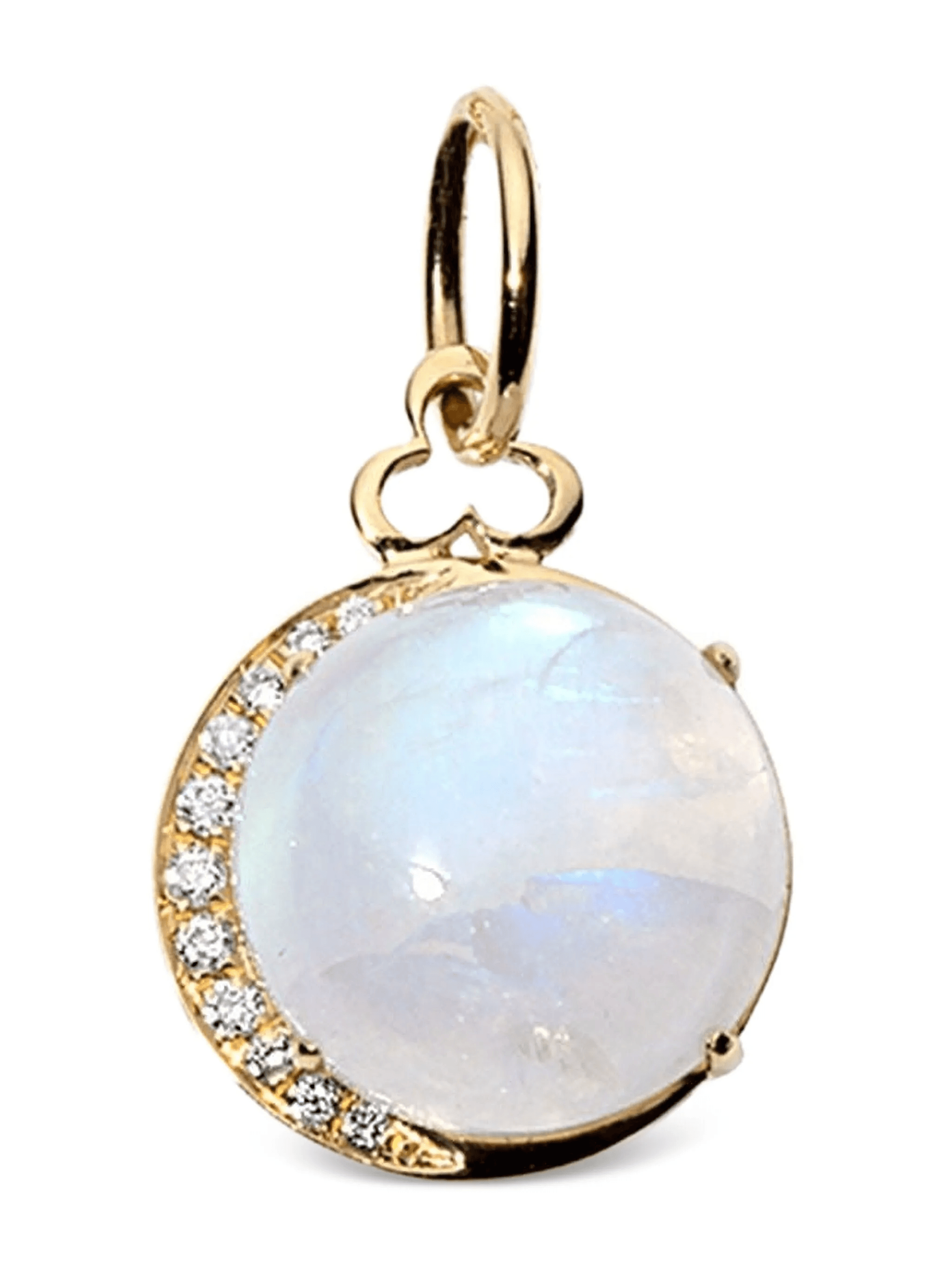 18K yellow gold moonstone and diamond charm - Image 1