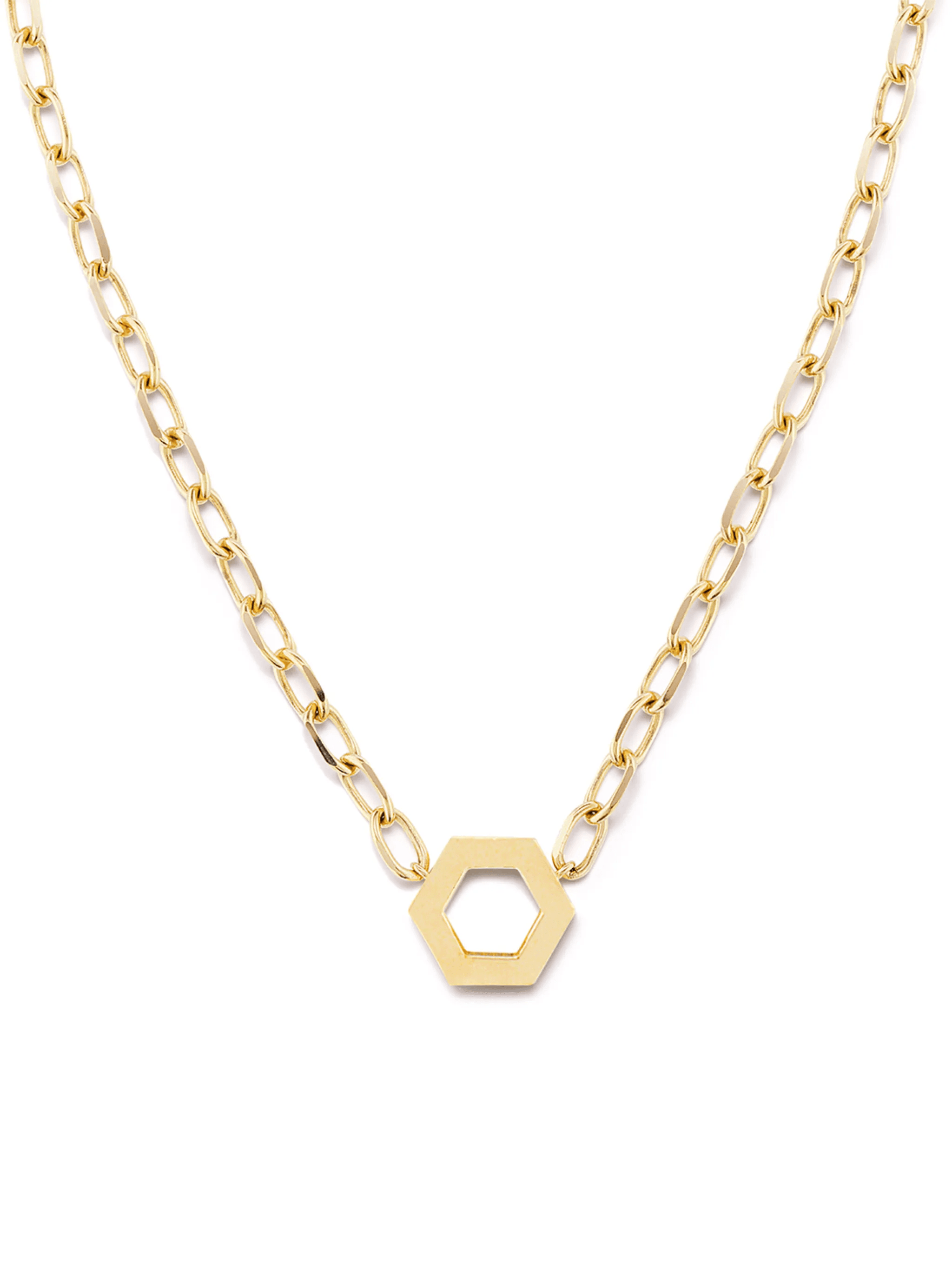 18kt yellow gold hexagon foundation necklace - Image 1