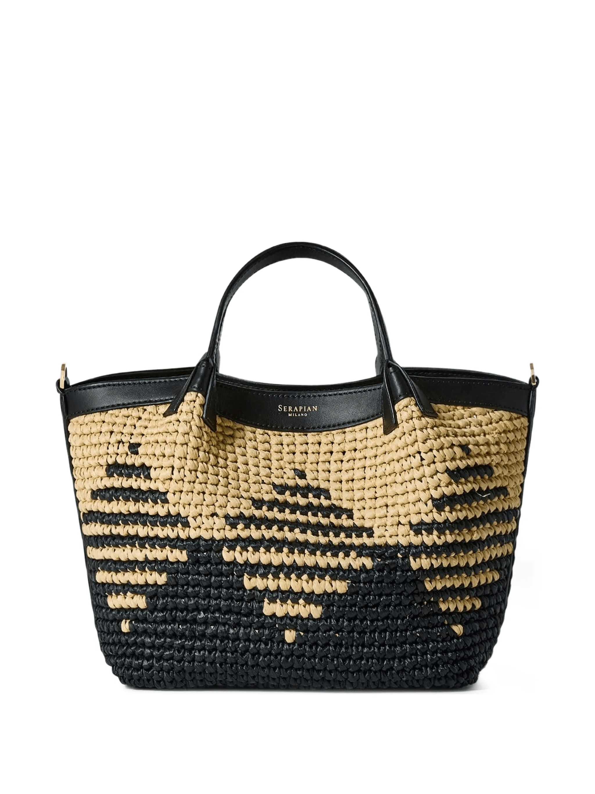 mini Secret mosaic raffia tote bag - Image 1