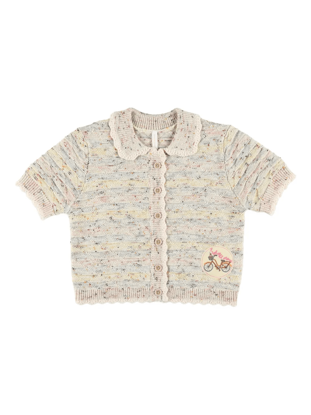 speckle-knit short-sleeve cardigan - Image 1